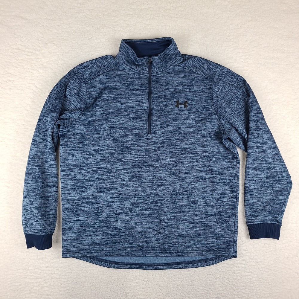 Under Armour Sweater Mens Large‎ Navy Heathered Loose Coldgear Performance Tech